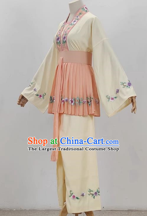 Light Yellow Opera Maid Costume Ancient Costume Shaoxing Opera Huangmei Opera Costume Fifth Birthday Girl Costume Stage Performance Costume