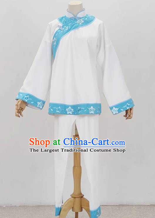 White Opera Village Girl Costume Ancient Costume Yue Opera Huangmei Opera Performance Costume Folk Girl Costume