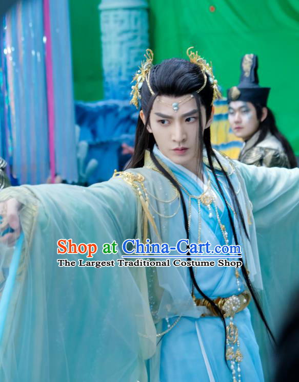 Till The End of The Moon Prince Xiao Lin Replica Clothing China Xianxia TV Series Ancient Swordsman Blue Costumes