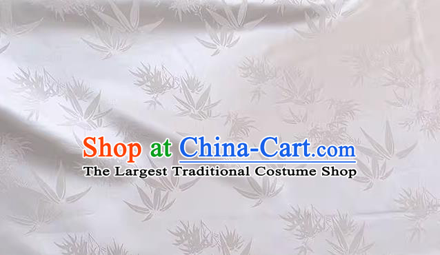 White China Traditional Jacquard Fabric Cheongsam Brocade Material Classical Bamboo Leaf Design Silk Cloth