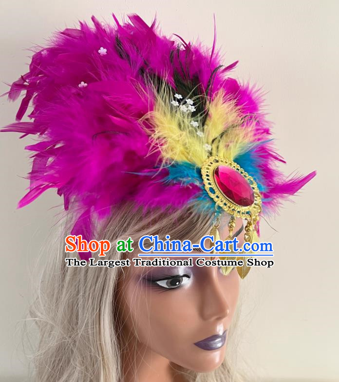 Rose Red Northeastern Yangko Feather Headdress Head Flower Tie Hair Yangko Headdress Corolla Sweet Yangko Feather Head Flower Peacock