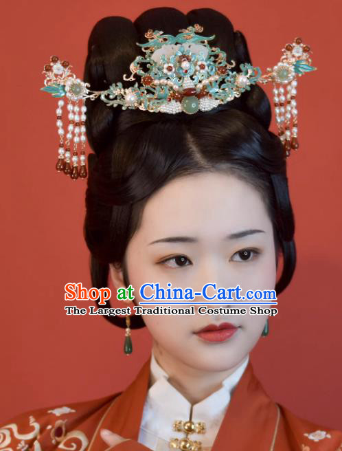 China Handmade Hanfu Hair Jewelries Ancient Empress Headdress Ming Dynasty Noble Woman Hair Crown and Hairpins