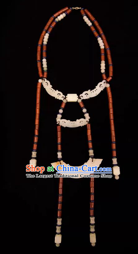 China Ancient Empress Necklace Qin Dynasty Noble Woman Jade Jewelry Handmade Hanfu Necklet