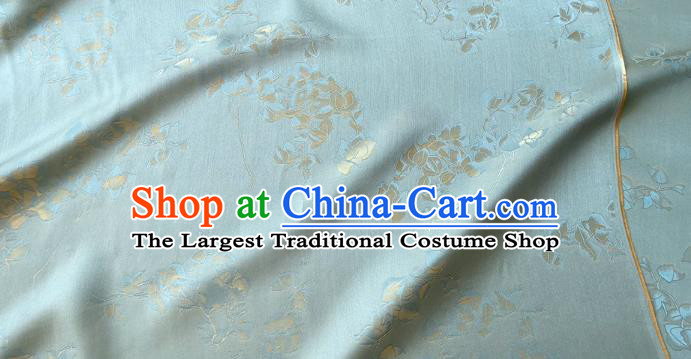 Blue China Traditional Material Classical Peach Blossom Pattern Silk Cheongsam Fabric