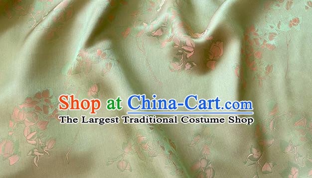 Light Green China Cheongsam Fabric Traditional Dress Material Classical Peach Blossom Pattern Silk