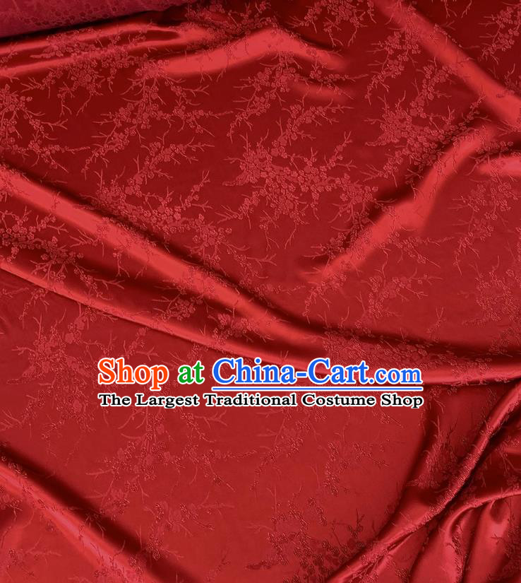 Wine Red China Embossed Stretch Fabric Traditional Cheongsam Material Classical Plum Blossom Pattern Silk