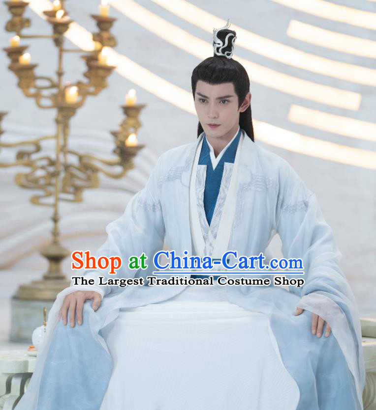 China Ancient Swordsman Blue Costumes Drama Chong Zi Venerable Chonghua Clothing