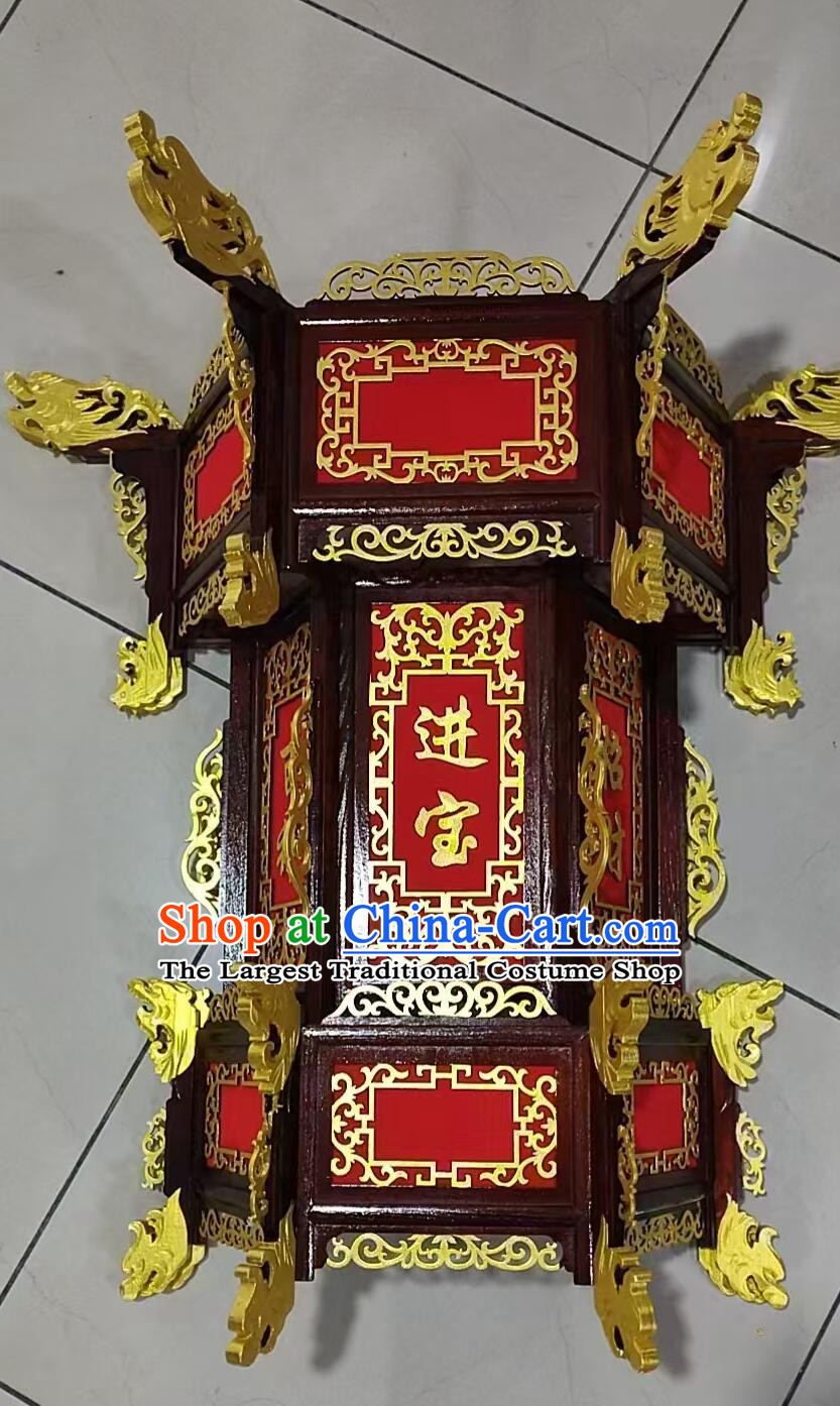 Handmade New Year Red Lamp Traditional Chinese Palace Lantern Large Three Layers Antique Style Wood Lantern