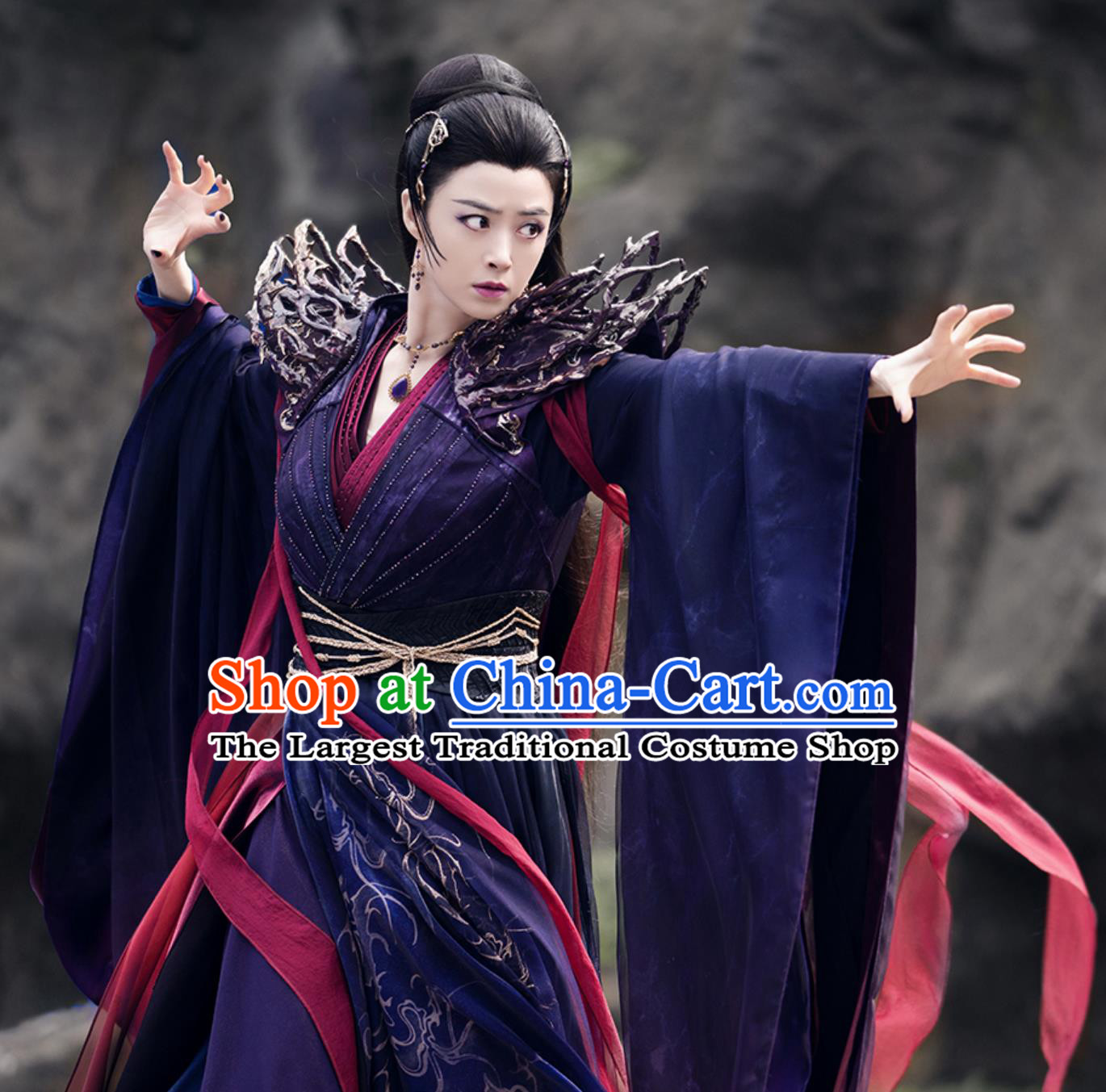 TV Series Drama Burning Flames High Priest Xinyue Kui Costume Ancient China Swordswoman Clothing Traditional Chinese Purple Hanfu Dress