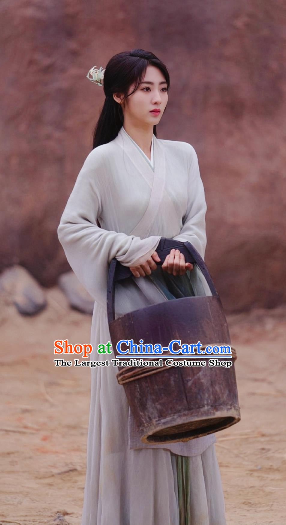 Ancient China Swordswoman Grey Dress Traditional Chinese Female Hanfu TV Series Drama Burning Flames Heroine Bai Cai Costume
