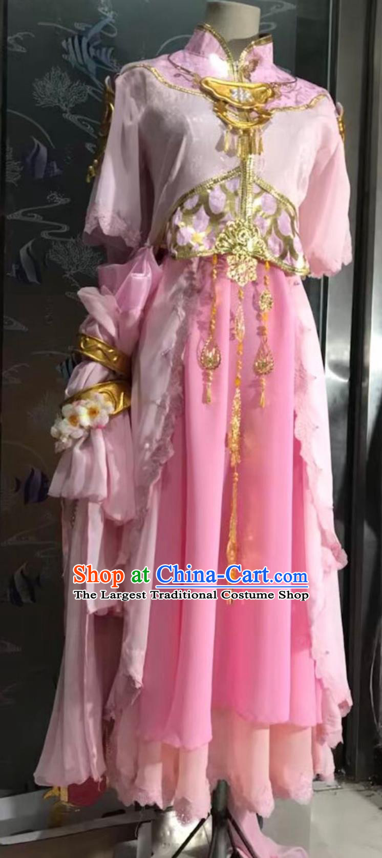 Cosplay Online Game Sword Heroes Fate Qixiu Hall Dance Lady Costume China Wuxia Swordswoman Pink Dress Ancient Chinese Clothing
