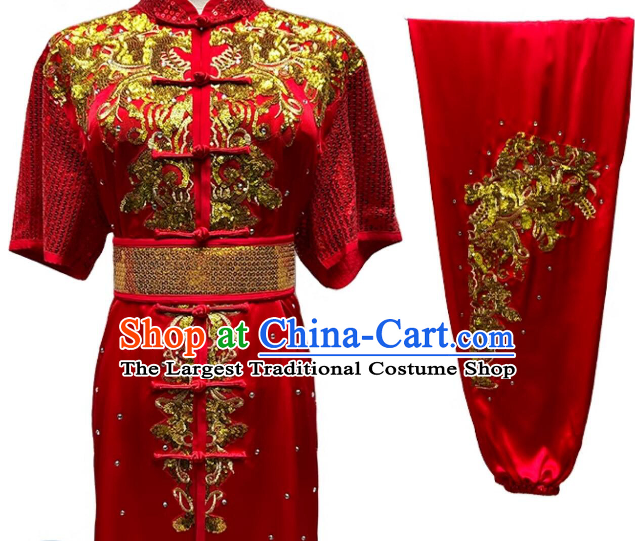 China Wushu Tournament Red Suit Kung Fu Clothing Traditional Chinese Kung Fu Changquan Costume Martial Arts Competition Uniform
