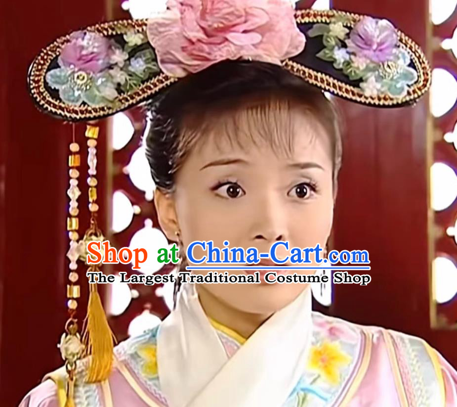 Traditional Chinese Qing Dynasty Manchu Woman Hat Ancient China Empress Qi Headgear TV Drama My Fair Princess Qing Er Headpiece