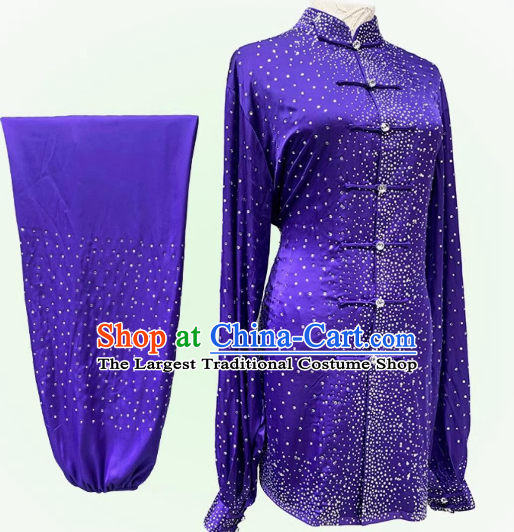 Chinese Tai Chi Training Purple Outfit Taiji Competition Clothing Traditional Martial Arts Costumes Eight Trigrams Boxing Performance Suit