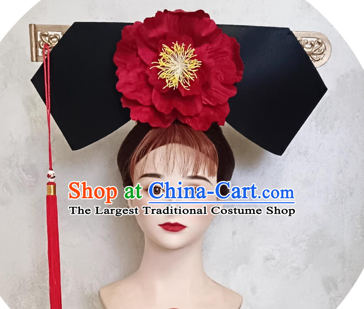 Traditional Chinese Headdress China Qing Dynasty Court Woman Hat Princess Pearl Zi Wei Headgear