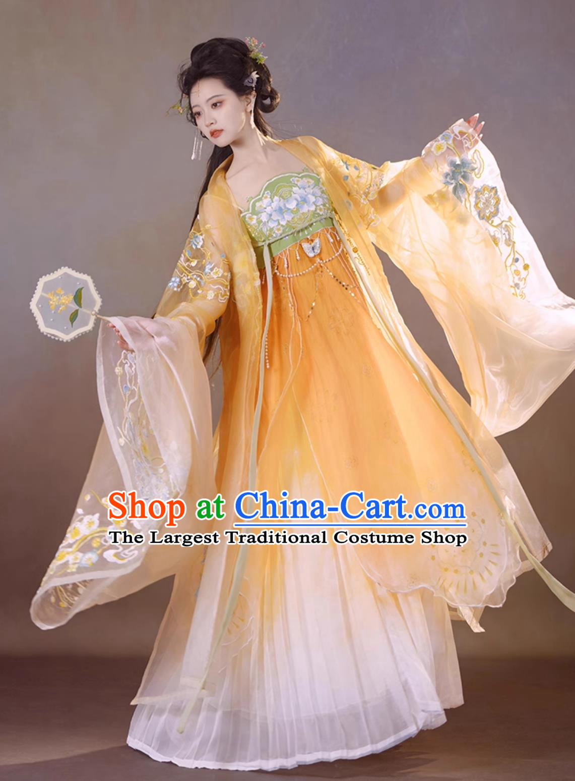 Traditional Orange Hanfu Dress Chinese Tang Dynasty Princess Clothing Ancient China Fairy Costume