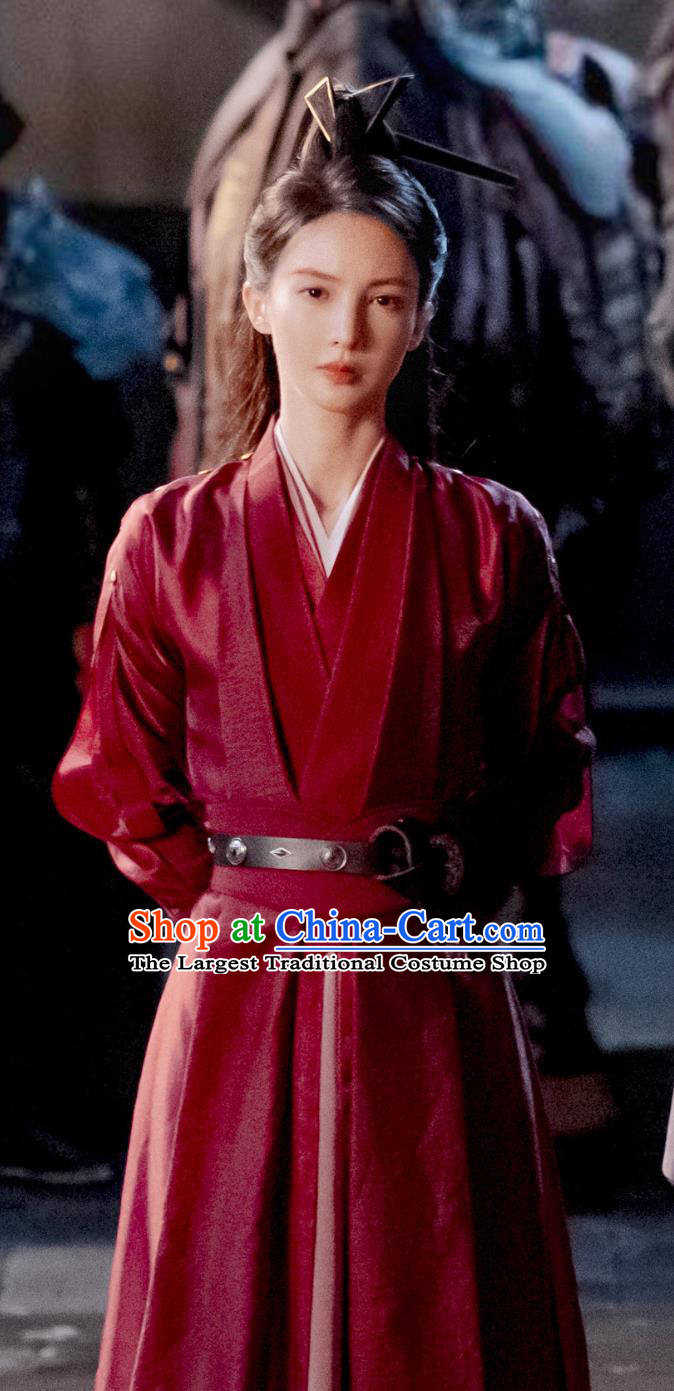 TV Series Qing Yu Nian Heroine Ye Ling Er Costume Ancient China Swordswoman Clothing Traditional Chinese Hanfu Red Dress