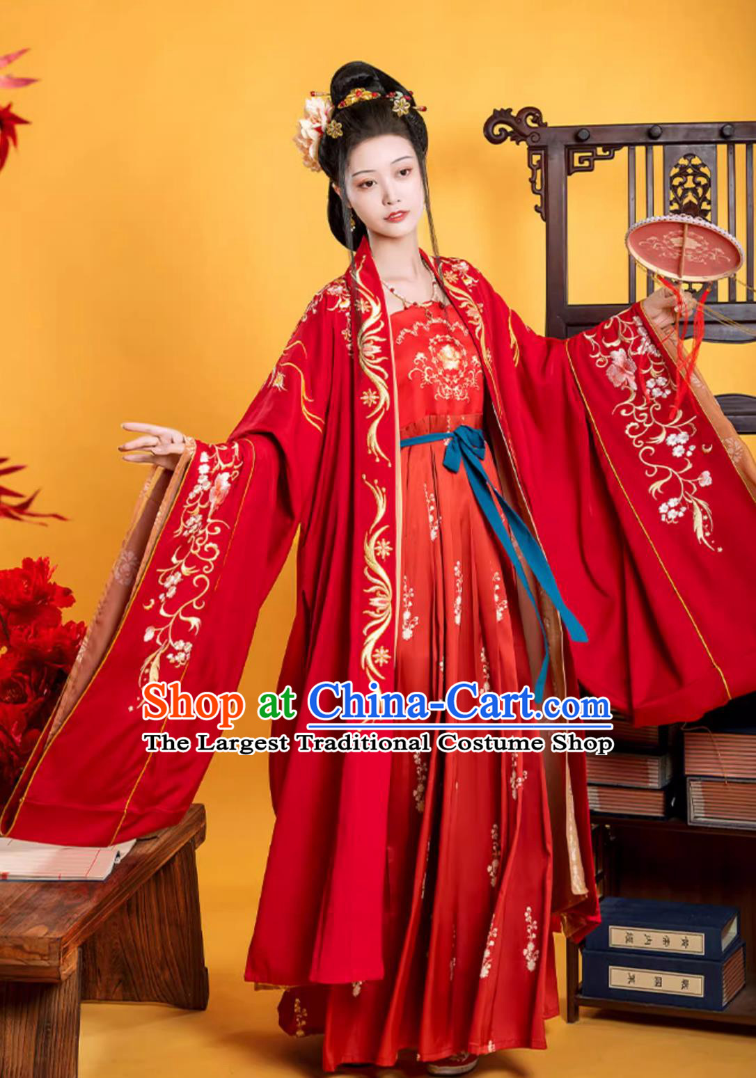 Ancient China Princess Costume Chinese Tang Dynasty Bride Clothing Traditional Wedding Red Hanfu Dress