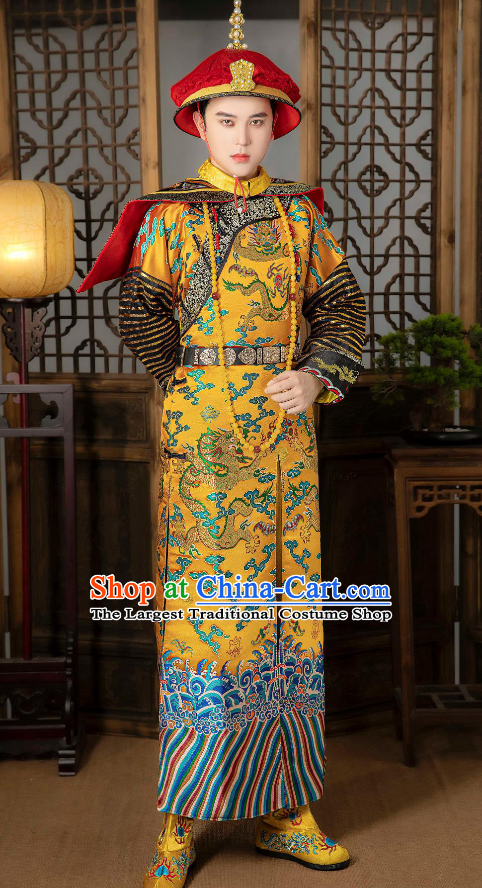 Chinese Traditional Imperial Robe Qing Dynasty Emperor Clothing Ancient China Majesty Costume
