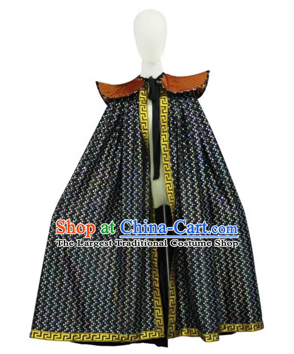 Sichuan Opera Bian Lian Cloak Chinese Traditional Face Changing Costume Black Cape