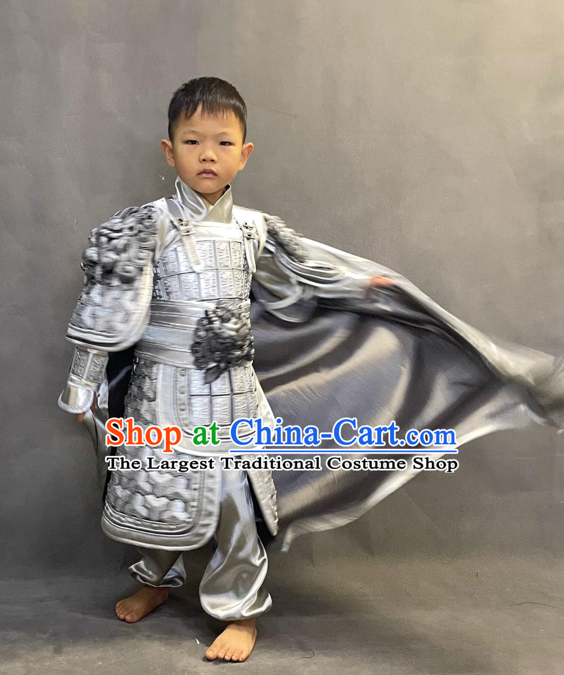 Romance of the Three Kingdoms Zhao Yun Clothing Ancient China General Armor Chinese Handsome Three Kingdoms Period Zhao Zi Long Costume for Kids