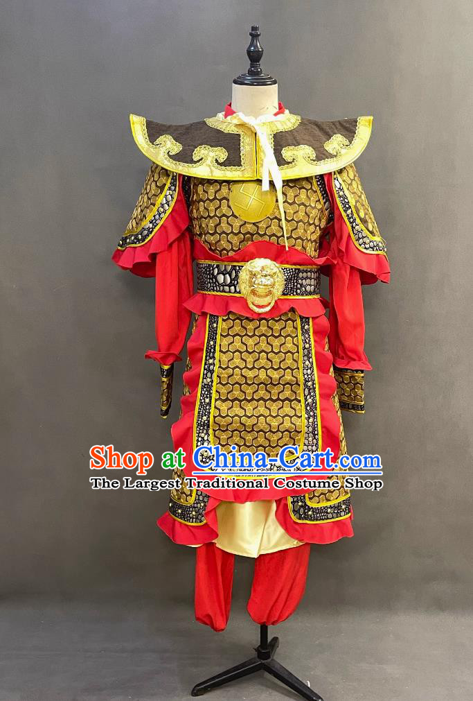 Chinese Song Dynasty Hero Costume Ancient China General Clothing Traditional TV Drama Yue Fei Red Armor