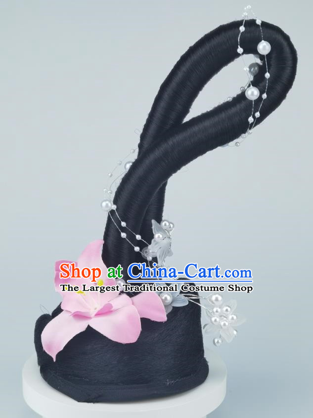 Little Orchid Award Jade Linger Headwear Classical Dance Performance Wig Hanfu Hair Bag Ancient Costume Bun Performance Costume Fairy Stick