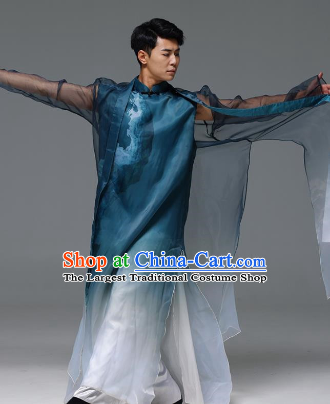 Xiancaitan Classical Dance Traditional Ink Chinese Style Gradient Color Navy Blue Dance Costume Dance Costume