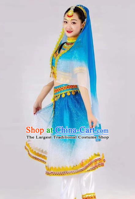 Indian Dance Tianzhu Dance Costume China Ethnic Minority Uyghur Large Swing Skirt Costume