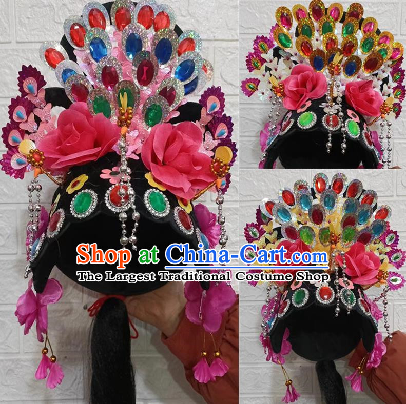Chinese Yangko Big Headdress Ethnic Square Dance Headdress Drama Opera Film And Television Huadan Dance Headdress Flower Headdress