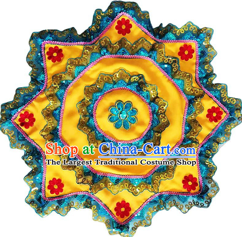 Blue Edged Yellow Handkerchief Flower Dance Two Person Handkerchief Dance Square Dance Special Northeastern Chinese Yangko Octagonal Scarf