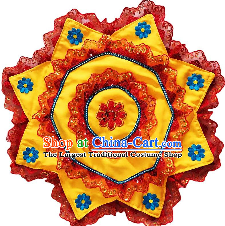 Red Edged Yellow Handkerchief Flower Dance Two Person Handkerchief Dance Square Dance Special Northeastern Chinese Yangko Octagonal Scarf