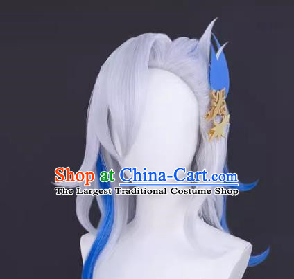 Original Fontaine God Cos Navilet Cosplay Wig With Highlighted Reversed Long Fake Hair