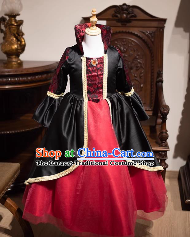 European Medieval Retro Court Dress Fluffy Dress Dark Gothic Style Performance Clothing Children Runway Show Costume