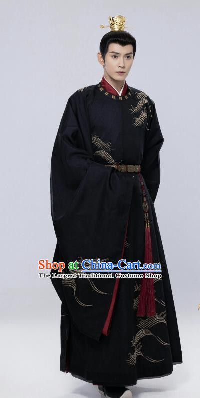 Romantic TV Series Royal Rumours Crown Prince Ji Yuan Su Black Robes Chinese Ancient Tang Dynasty Royal King Costumes