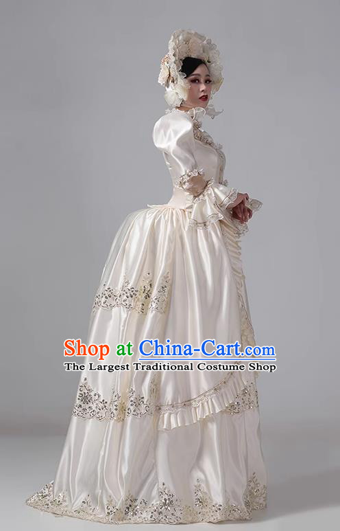 Champagne European Court Clothing British Medieval Victorian Retro Princess Classical Dress