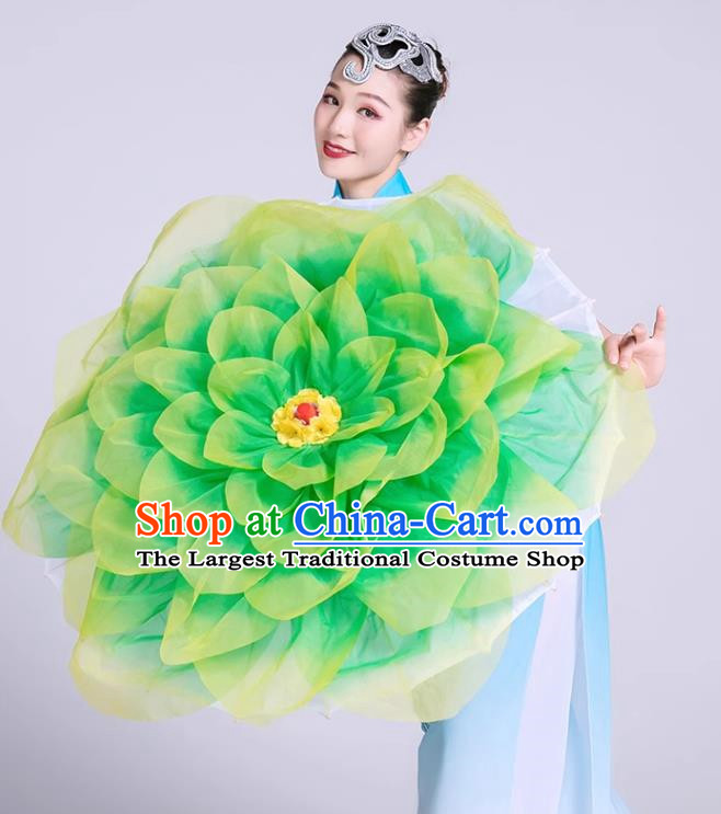 Green Dance Prop Umbrella Peony Flower Umbrella Dance Stage Performance Umbrella Party Performance Opening Dance Stage Hand Held Flower Umbrella