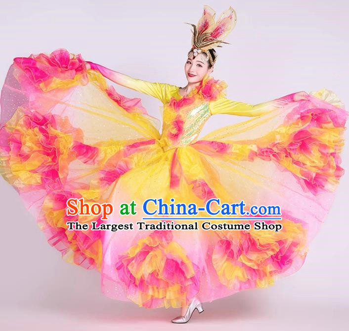 Opening Dance Large Swing Skirt Performance Costume Female Dance Costume Long Skirt Stage Singing And Dancing Dress Stage Costume Performance Costume