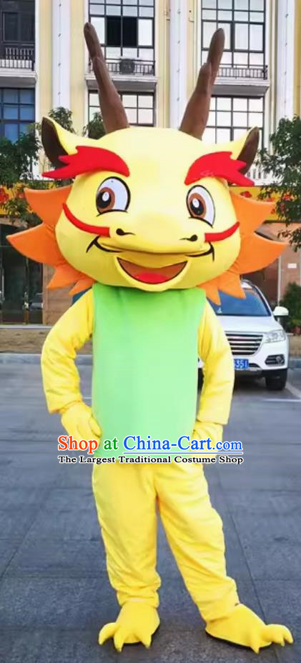 Little Yellow Dragon Cartoon Doll Costume Dragon Year Dragon Shape Doll Doll Clothes Walking People Wear Playing Zodiac Muppets