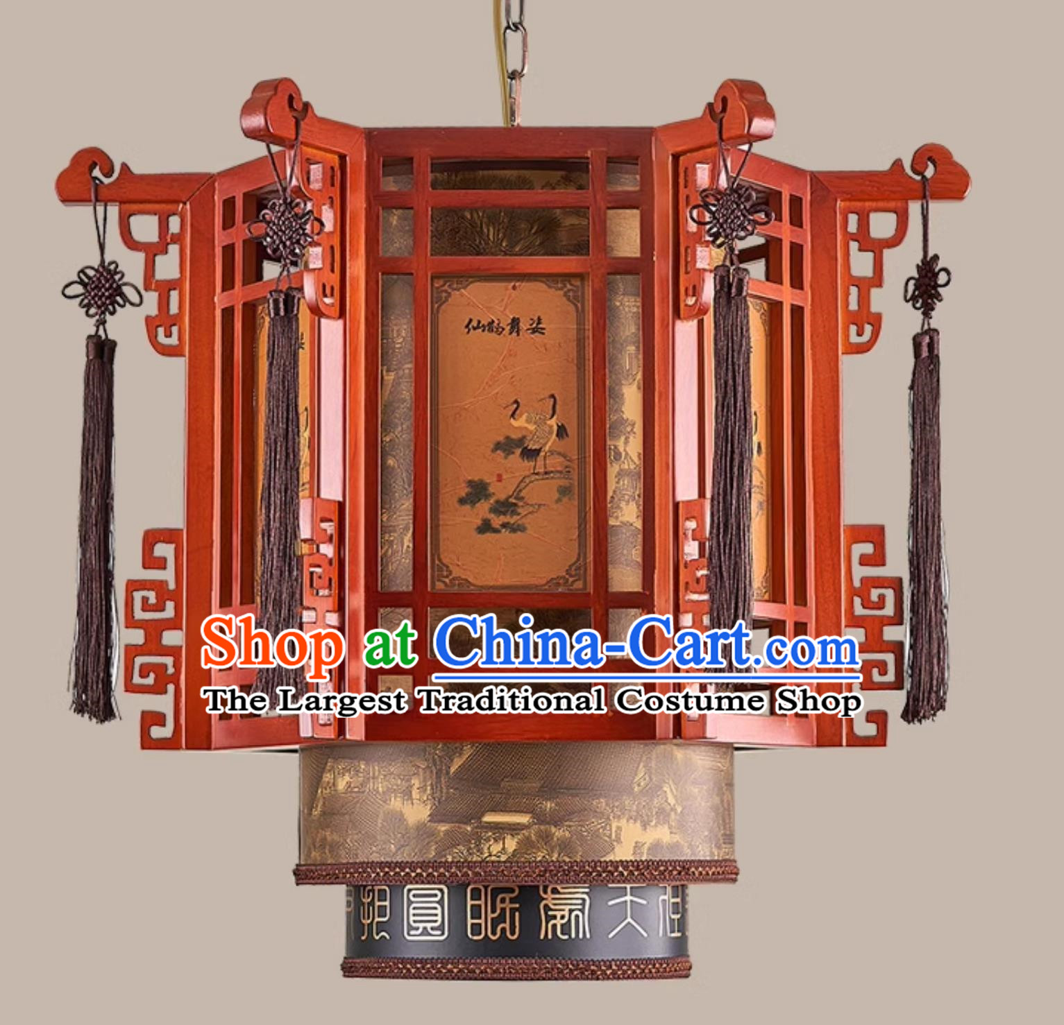 24 Inches Diameter Chinese Antique Lantern Retro Chandelier Solid Wood Sheepskin Lamp Garden Lamp Chinese Style