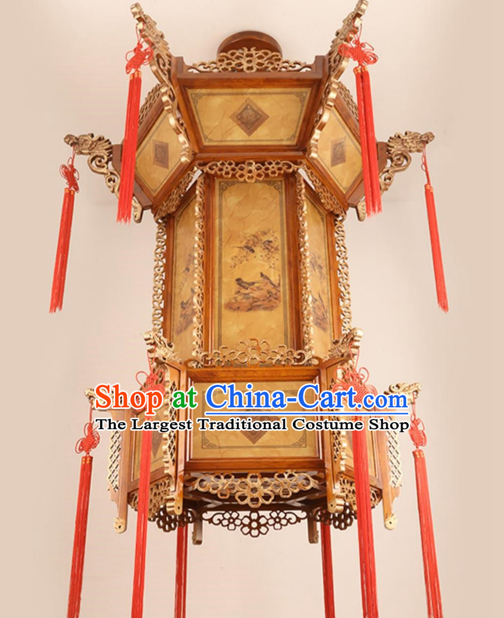 57 Inches Diameter Chinese Antique Lantern Villa Living Room Large Chandelier Classical Solid Wood Hexagonal Faucet Palace Lantern Hotel Chandelier