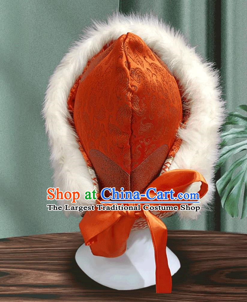 Mongolian Children Boys And Girls Universal Wind And Snow Hat Minority Tibetan Headdress Photography Writing White Plush Hat