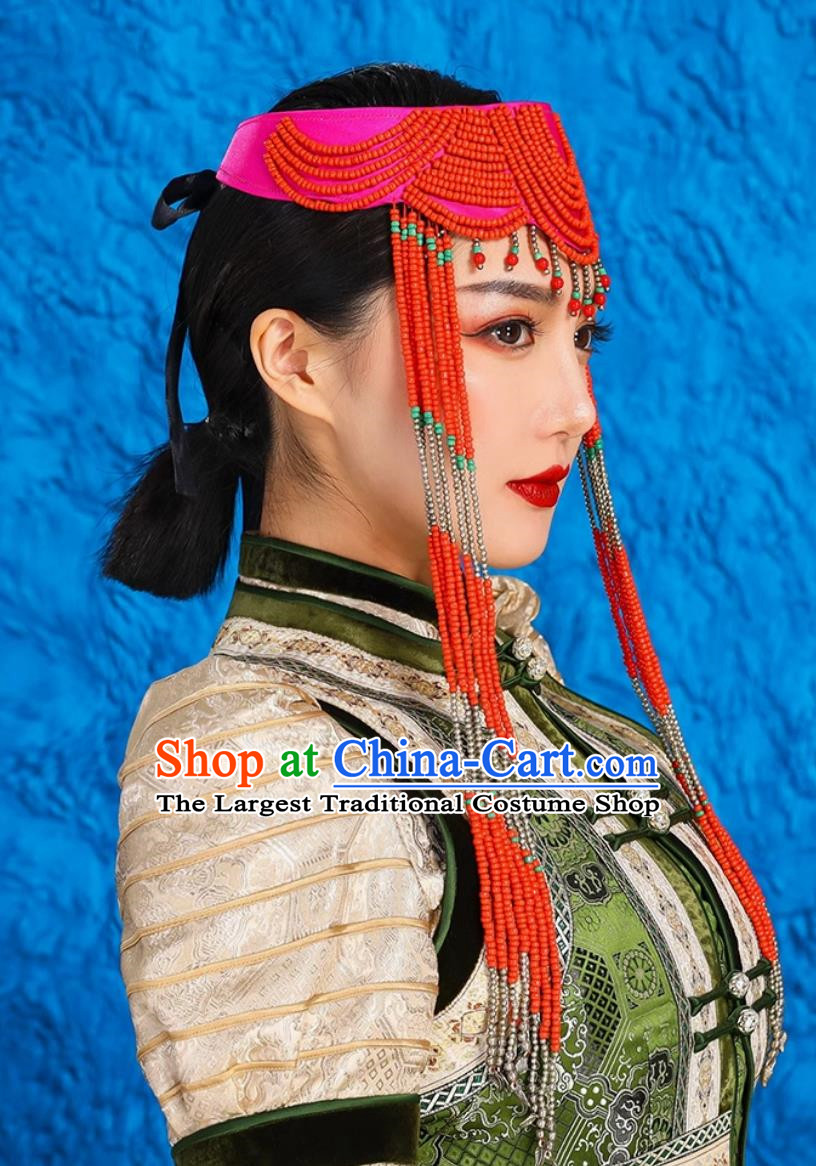 Mongolian Dance Performance Ladies Headwear Ethnic Minority Bride Forehead Ornaments Forehead Pendant