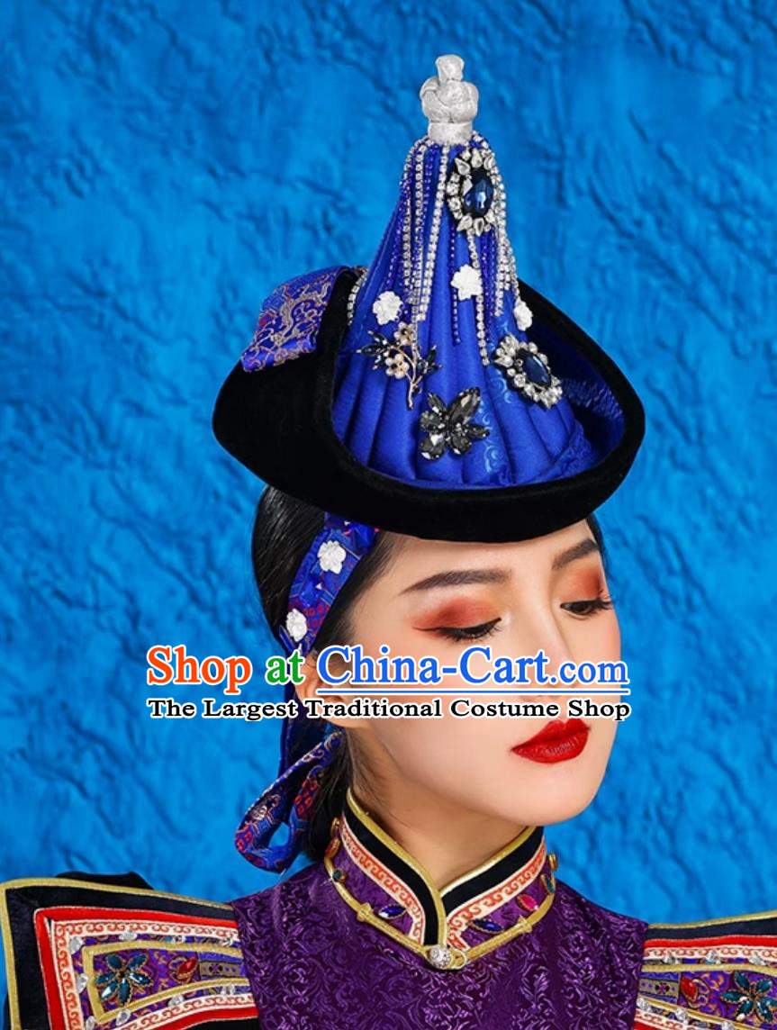 Mongolian Lady Pointed Hat High End Ethnic Minority Style Performance Stage Bridal Headwear