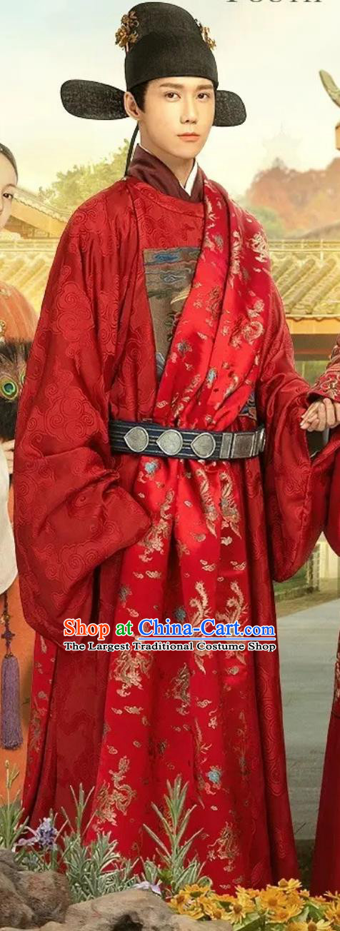 Ancient China Wedding Clothing TV Series Song of Youth Childe Sun Yu Lou Clothing Ming Dynasty Groom Garments Costumes