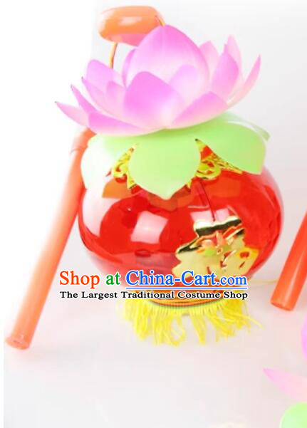 Chinese Traditional New Year Lantern Children Portable Palace Lantern Musical Lotus Lamp