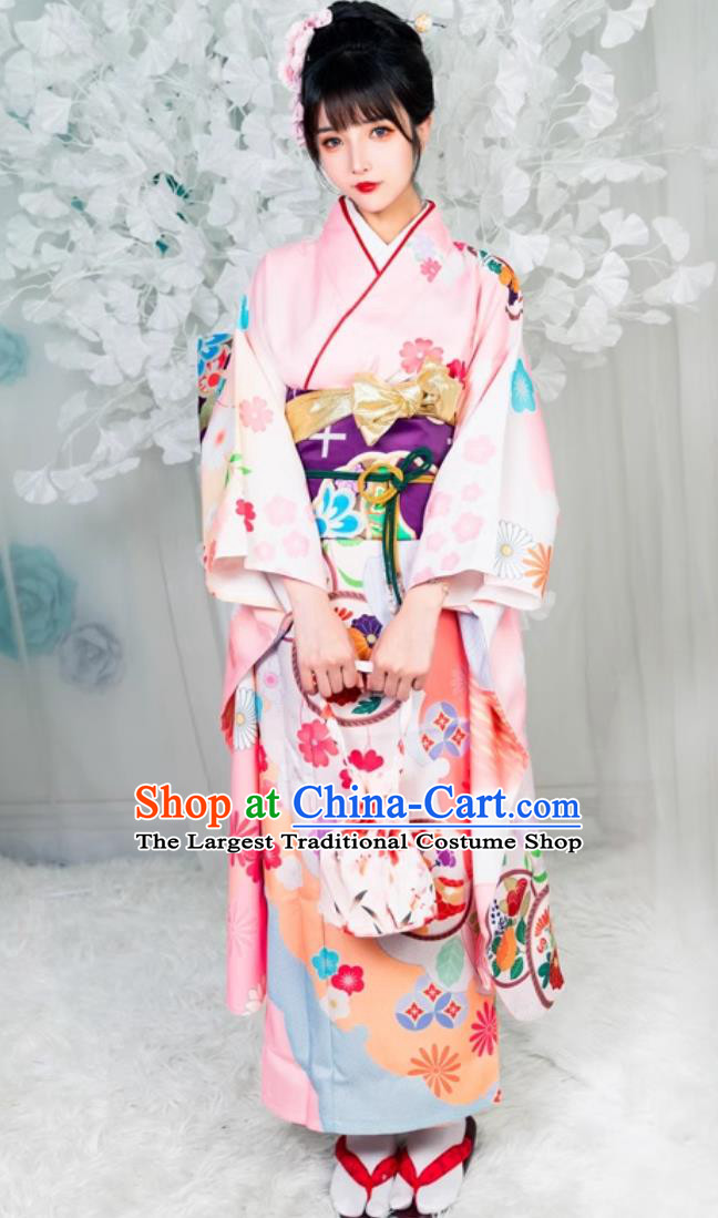 Japanese Furisode Kimono Traditional Festival Wedding Kimono For Women Formal Attire