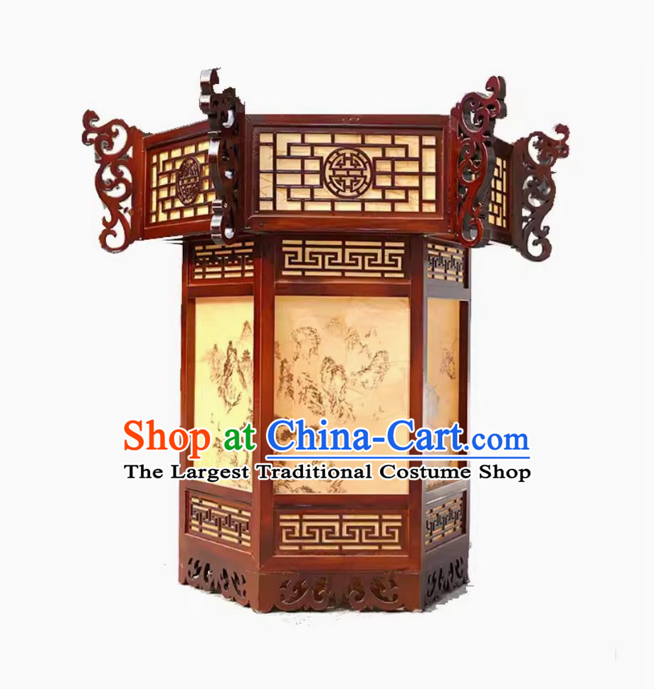 60cm Chinese Antique Solid Wood Palace Lantern Temple Palace Pavilion Palace Lantern Ancient Chinese Style Lantern