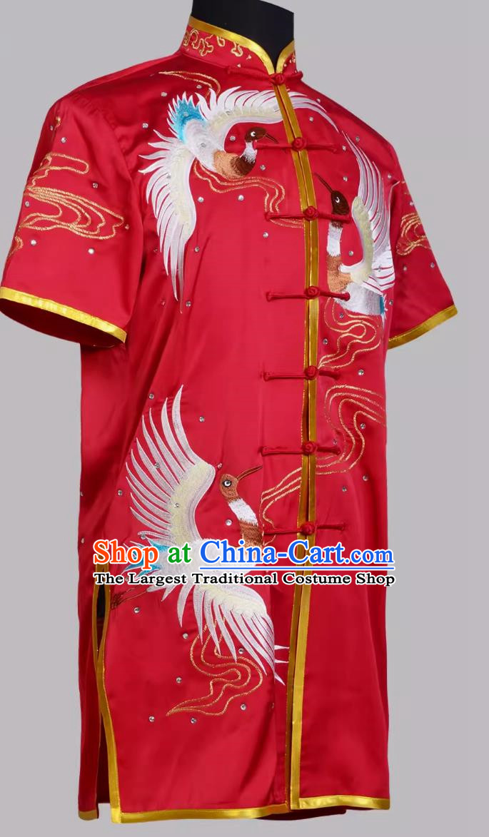 Crane Embroidered Colorful Uniforms Martial Arts Uniforms Routine Competition Performance Practice Uniforms