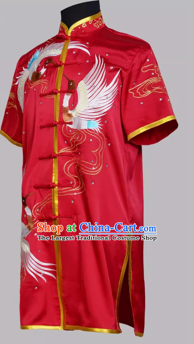 Crane Embroidered Colorful Uniforms Martial Arts Uniforms Routine Competition Performance Practice Uniforms